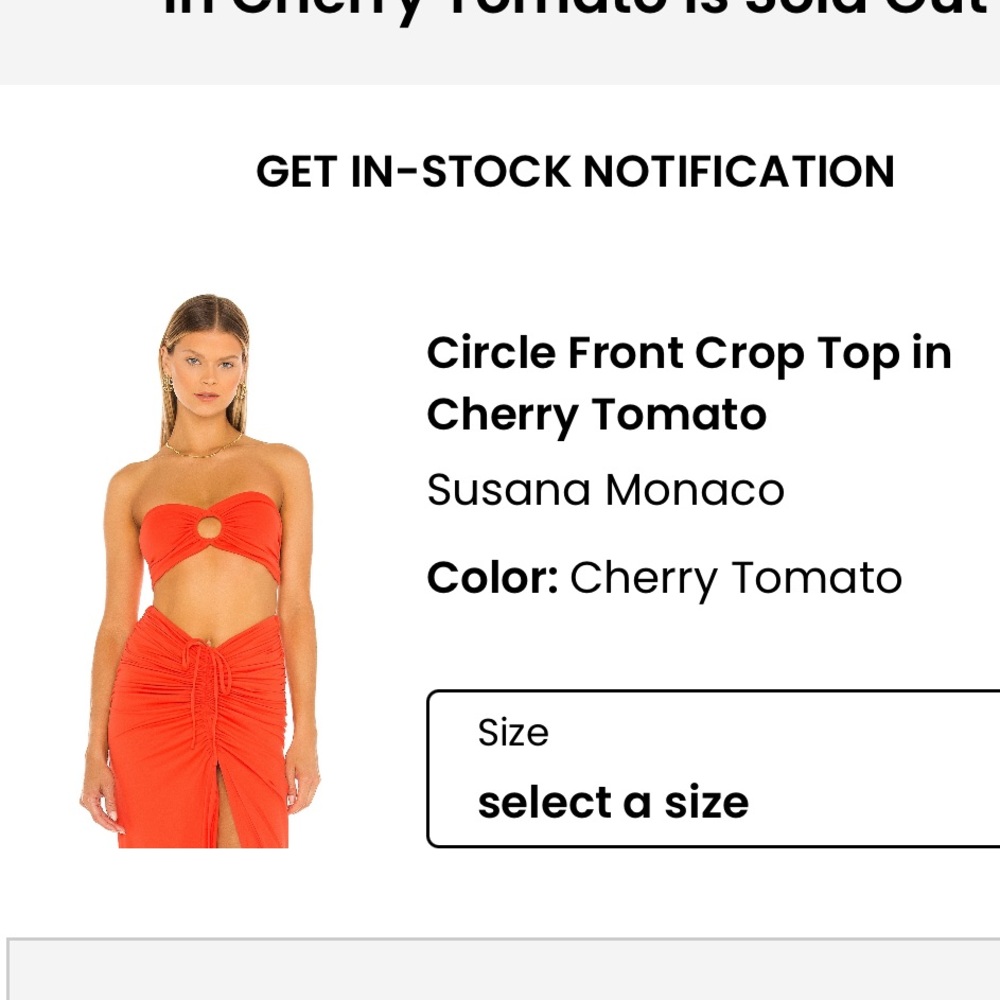 Susana Monaco Cherry Tomato Circle Front Crop Top